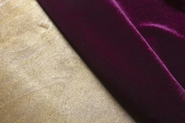 Purple Velor Fabric Wooden Surface — Stock Photo, Image