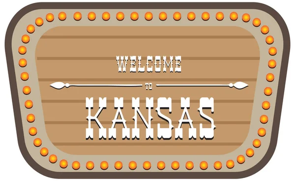 Szüret Utca Jel Üdvözöljük Kansas Vektoros Illusztráció — Stock Vector
