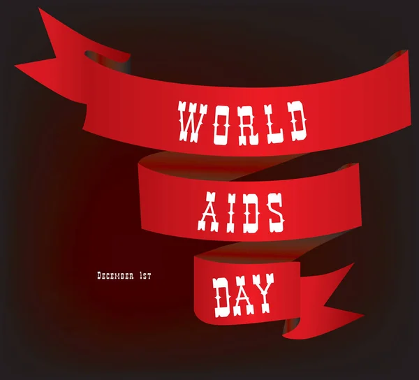 ビンテージ リボン世界エイズデー — ストックベクタ