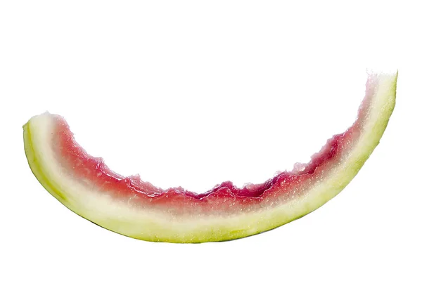 Gegessen Scheibe Wassermelone Auf Weißem Hintergrund — Stockfoto