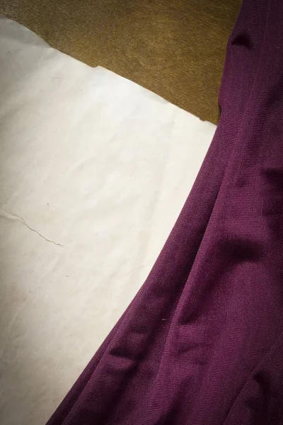 Tela Terciopelo Púrpura Hoja Papel Vintage — Foto de Stock