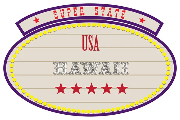 Carretera Retro Índice Super Estado Usa Hawaii — Archivo Imágenes Vectoriales