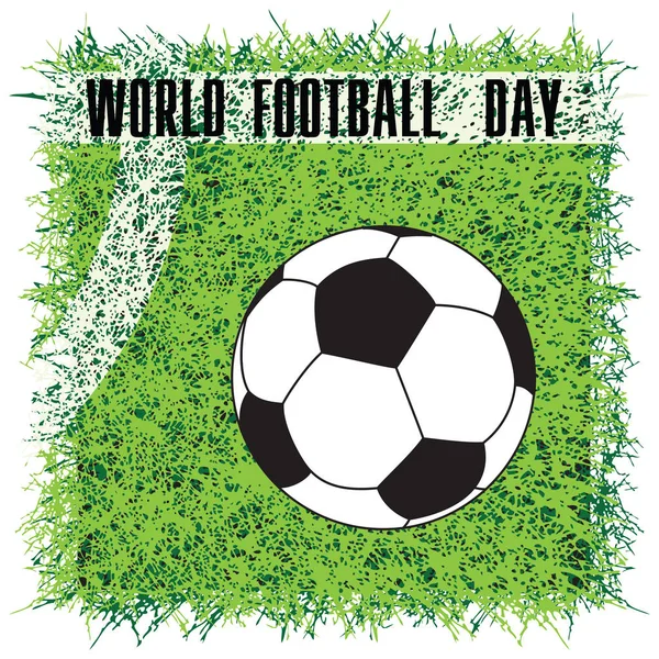 Voetbal Het Veld Met Een Markering Werelddag Van Voetbal — Stockvector