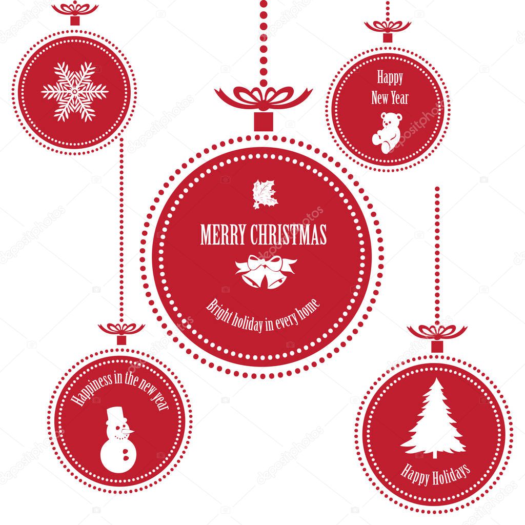 Merry Christmas and Happy New Year. Vector illustration.