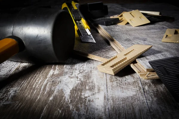 Laminado Várias Ferramentas Para Sua Instalação — Fotografia de Stock