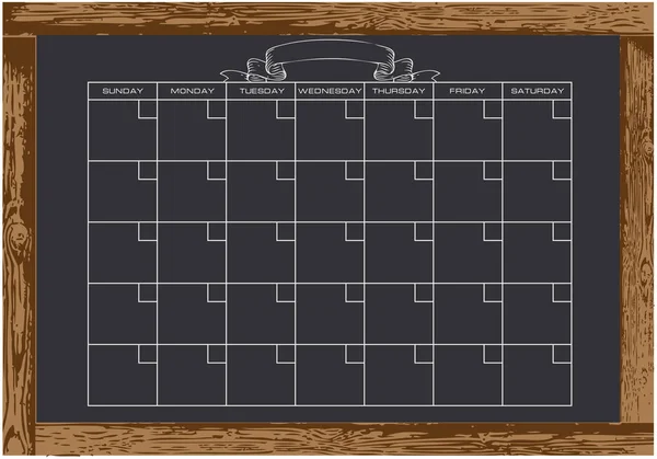 Kreidetafel Mit Kalender Holzrahmen Vektor Illustration — Stockvektor