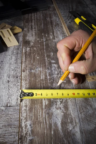 Laminado Diversas Herramientas Para Instalación — Foto de Stock