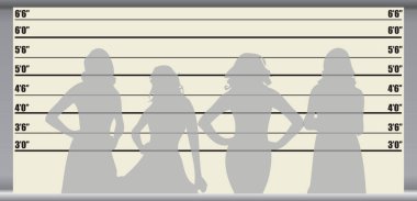 Women on the background of the stand to identify the criminal clipart