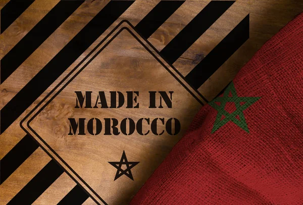 Industrieplakat Aus Marokko Und Die Nationalflagge Des Landes — Stockfoto
