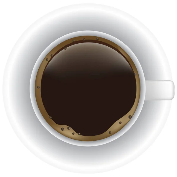 Taza Café Con Café Platillo Vista Superior — Vector de stock