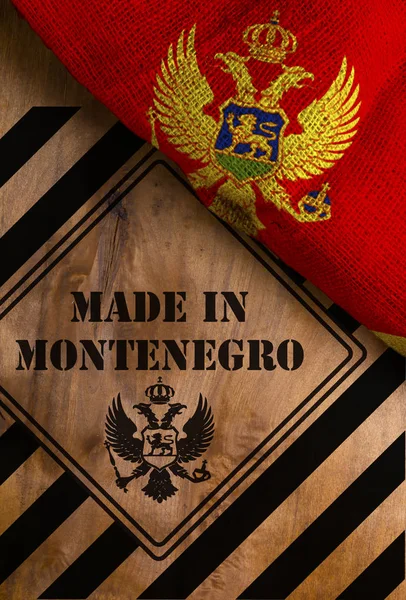 Βιομηχανική Αφίσα Στο Μαυροβούνιο Και Εθνική Σημαία Της Χώρας — Φωτογραφία Αρχείου