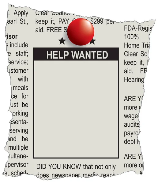 Place Classifieds Newspaper Advertising Help Wanted — Stock Vector