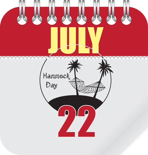 Calendrier Hamac jour — Image vectorielle