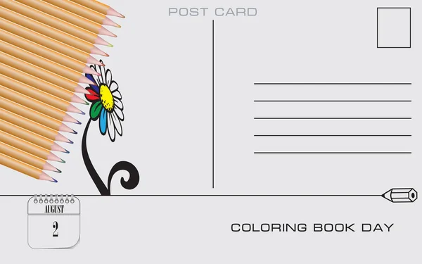 Postcard Coloring Book Day — Stock Vector