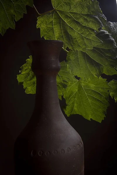 Garrafa de barro de vinho — Fotografia de Stock