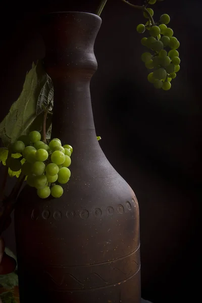 Глиняна пляшка для вина — стокове фото