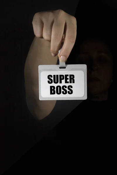 Odznak s textem super boss — Stock fotografie