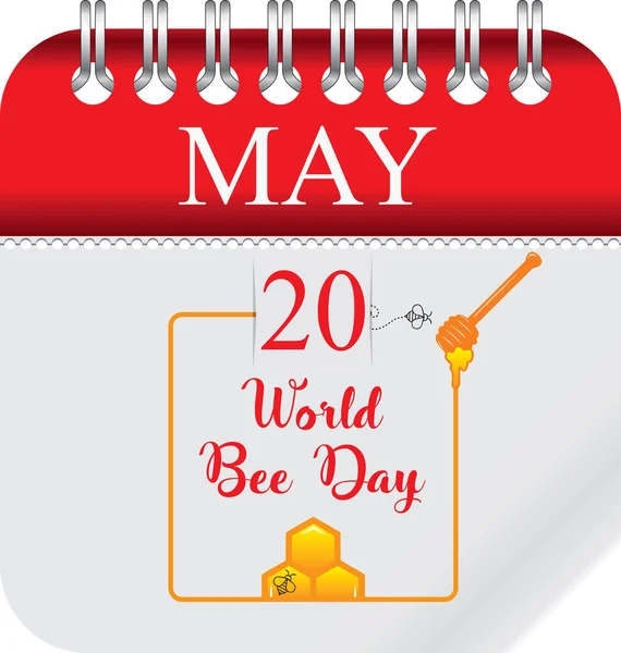 日付変更のための穿孔とカレンダー May World Bee Day — ストックベクタ