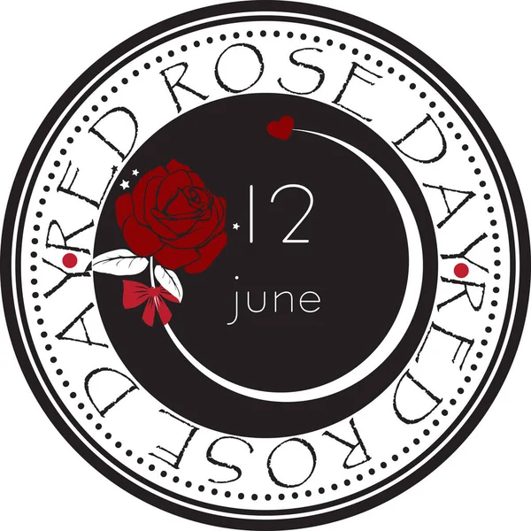 Ronde Stempel Print Voor Red Rose Day Label — Stockvector