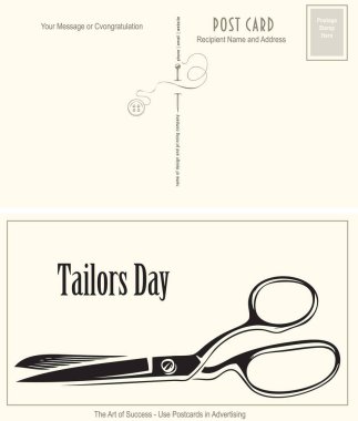 Postcards in advertising - Old postcard for holiday Tailors Day clipart
