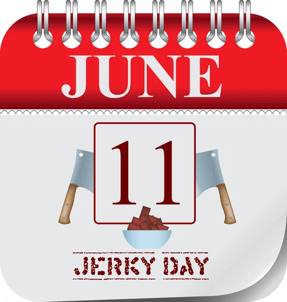 Calendário Com Perfuração Para Alterar Datas Junho Dia Jerky — Vetor de Stock