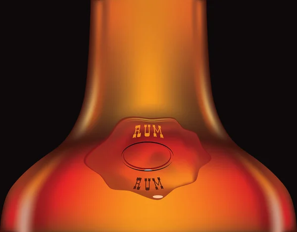 酒瓶颈由朗姆酒制成 带有装饰痕迹 朗姆酒 — 图库矢量图片