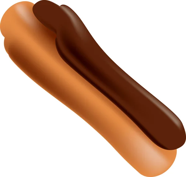 Eclair Avec Une Crème Recouverte Glaçage Chocolat Illustration Vectorielle — Image vectorielle