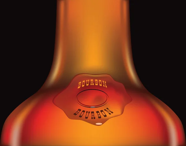 Bourbon Flessenhals Met Decoratieve Opdruk Bourbon — Stockvector