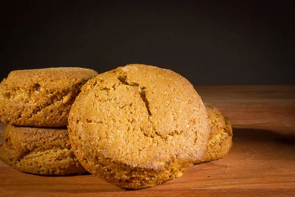 Crispy Oatmeal Cookies Wooden Table — Stock Photo, Image