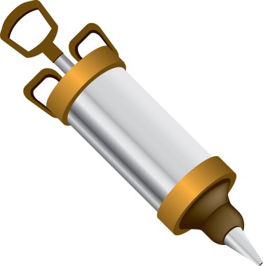 Culinary syringe for decorating cakes with a decorating nozzle and a filling cylinder. clipart