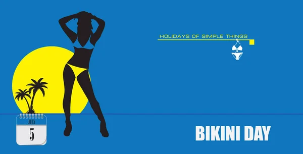 Tarjeta Postal Para Día Julio Bikini Day — Vector de stock