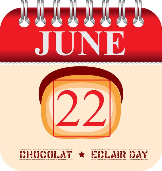 Calendario Con Perforación Para Cambiar Las Fechas Junio Chocolate Eclair — Archivo Imágenes Vectoriales