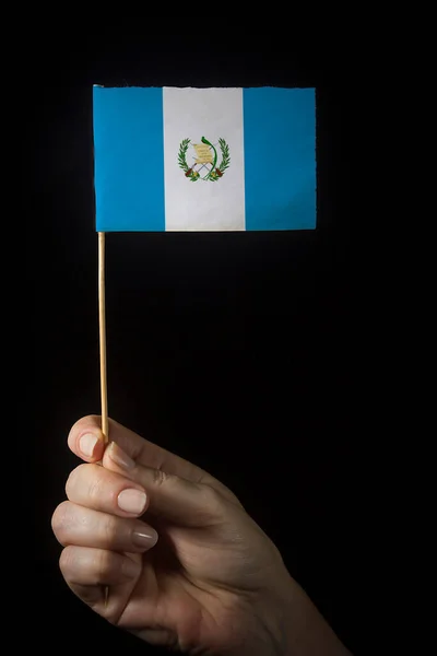 Χέρι Μικρή Σημαία Του Κράτους Της Γουατεμάλας — Φωτογραφία Αρχείου