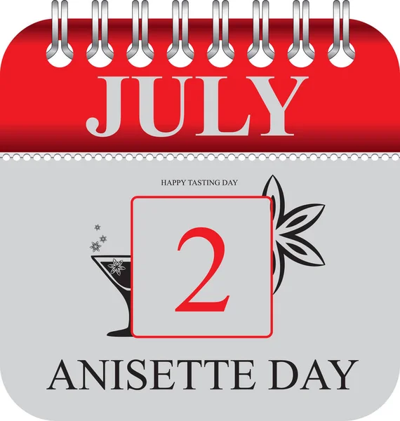 Kalendář Perforací Pro Změnu Data Červenec Anisette Day — Stockový vektor