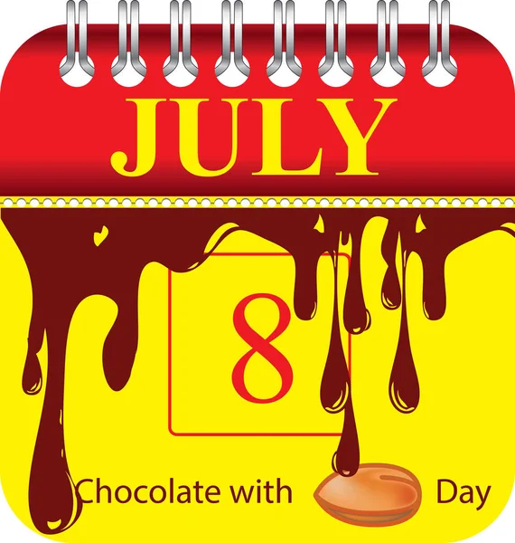 Calendrier Avec Perforation Pour Changer Les Dates Juillet Chocolat Avec — Image vectorielle