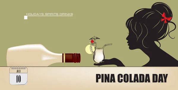 イベントのためのポストカード7月の日 Pina Colada Day — ストックベクタ