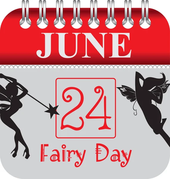 Kalender Med Perforering För Att Ändra Datum Juni Fairy Day — Stock vektor