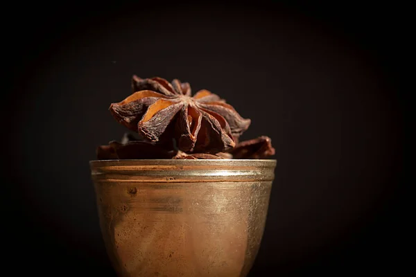 Anis Bowl Dark Background Selective Focus — Stock Photo, Image