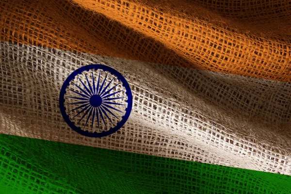 Nahaufnahme Der Flagge Indiens — Stockfoto