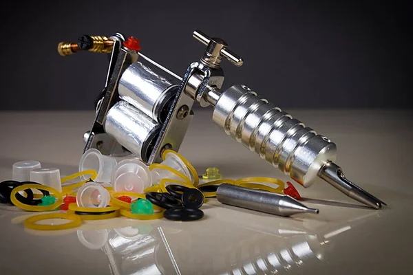 Tattoo Machine Tools Tattooing Light Reflective Surface — Stock Photo, Image