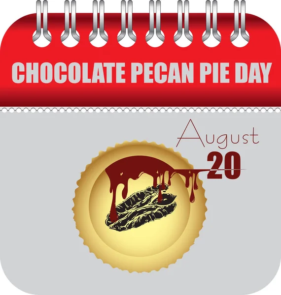 Calendario Con Perforación Para Cambio Fechas Agosto Chocolate Pecan Pie — Archivo Imágenes Vectoriales