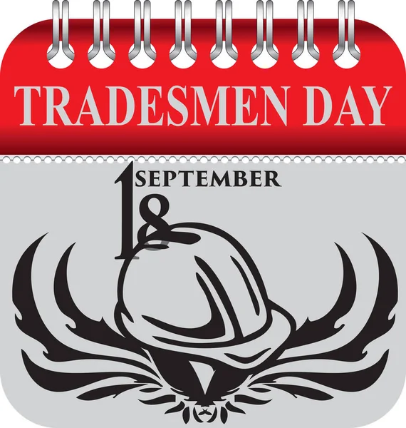 Kalender Met Perforatie Voor Wisseldata September Tradesmen Day — Stockvector