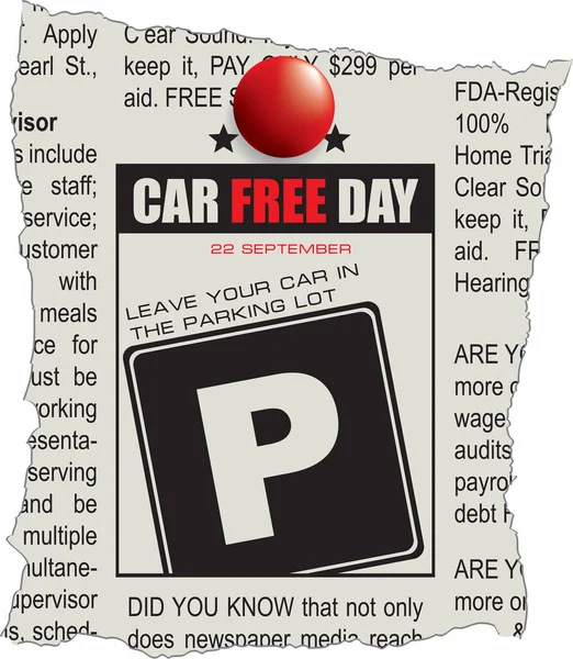 Fragmento Clasificados Periódico Con Evento Car Free Day — Vector de stock