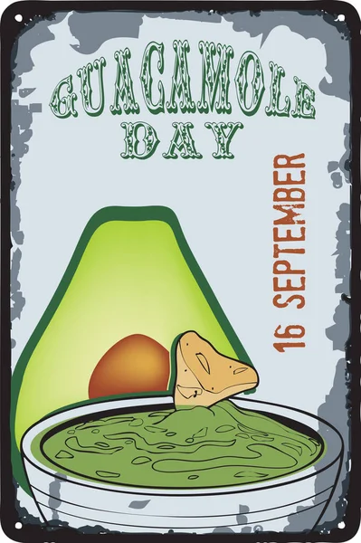 Oude Vintage Bord Naar Datum Guacamole Day Vector Illustratie Voor — Stockvector