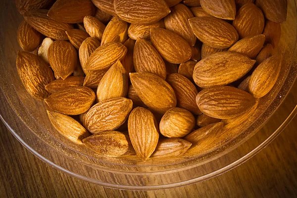 Almendras Secas Envases Plástico Cerca —  Fotos de Stock