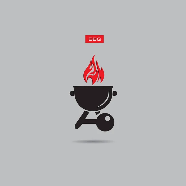 Affiche Barbecue Avec Ombre Sur Fond Gris Illustration Vectorielle — Image vectorielle