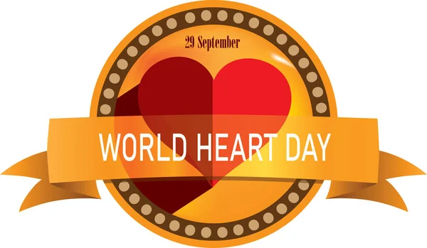 イベントのラウンドエンブレムラベル World Heart Day — ストックベクタ