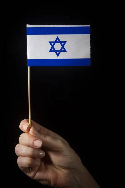Hand Med Liten Flagga Staten Israel — Stockfoto