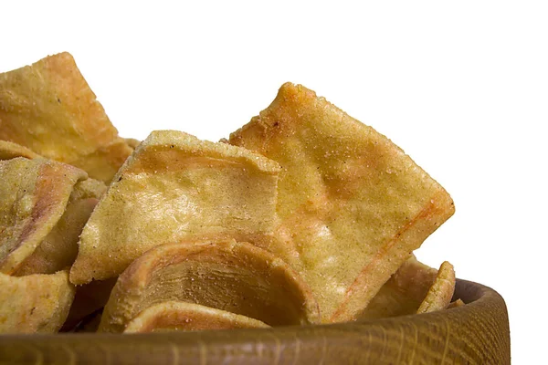 Chips Uma Placa Madeira Perto — Fotografia de Stock
