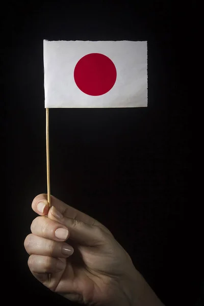 Hand Mit Kleiner Staatsflagge Von Japan — Stockfoto